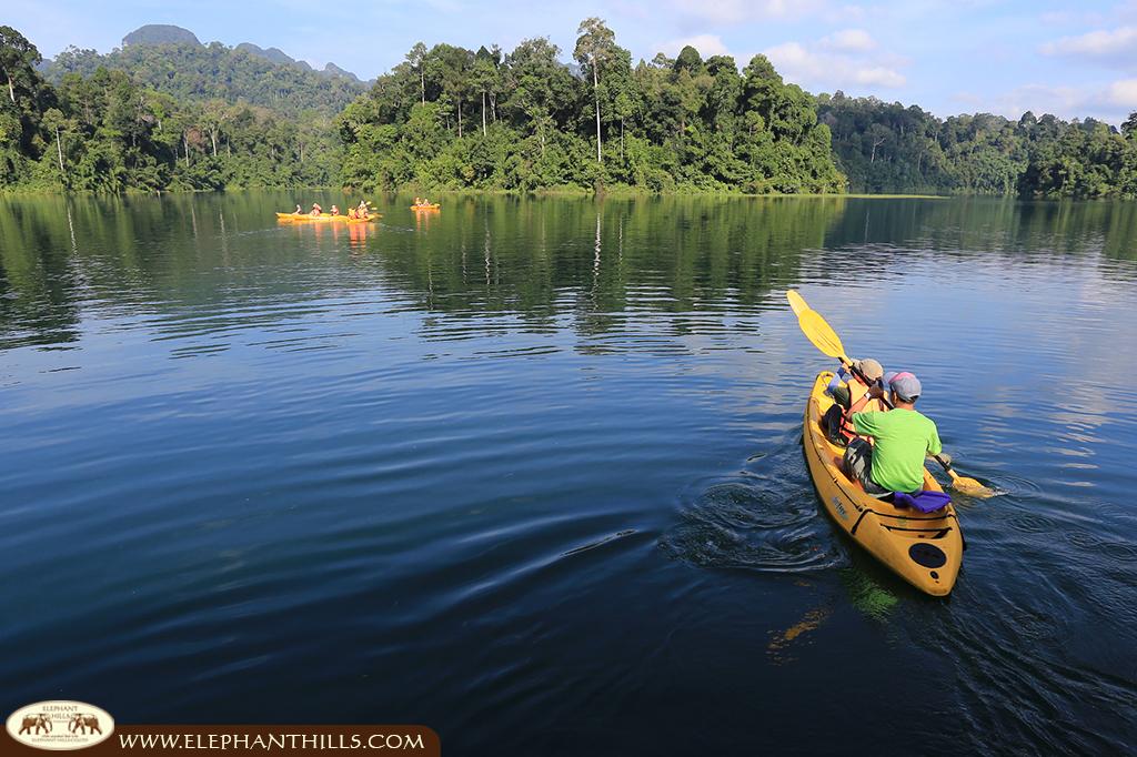 Kayak tour on Cheow Larn Lake, Thailand