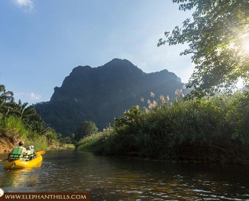Canoeing with a private paddle man on Sok River to spot for wildlife