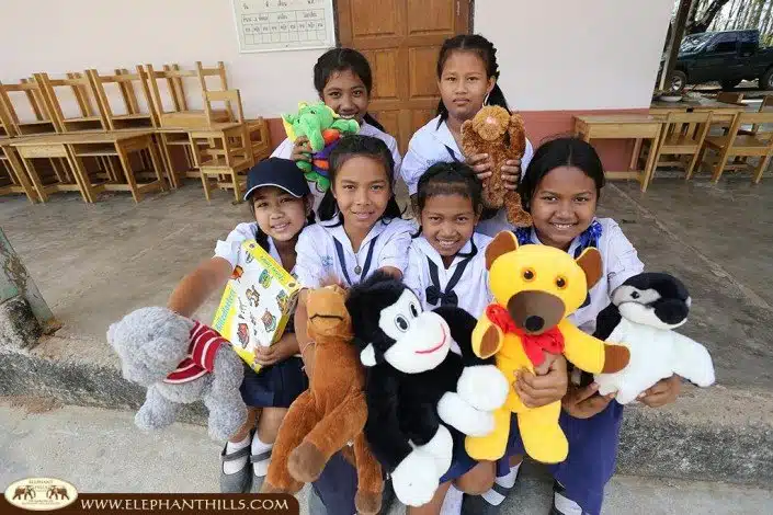 Happy faces of the school children being supported by Elephant Hills in Khao Sok