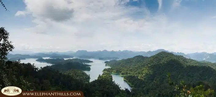 Bird's eye view of Khao Sok National Park and the Cheow Larn Lake