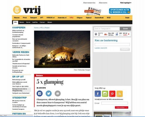 Are you ready to go Glamping this summer? For all our Dutch speakers: we got featured in the telegraaf, don’t miss out on this great article! 7