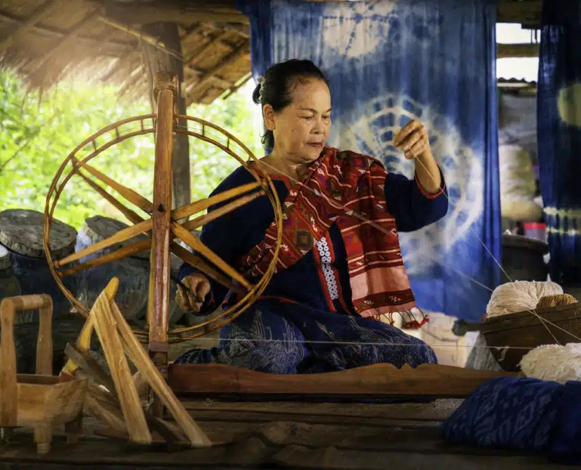 Craftsmen of Thai indigo cotton